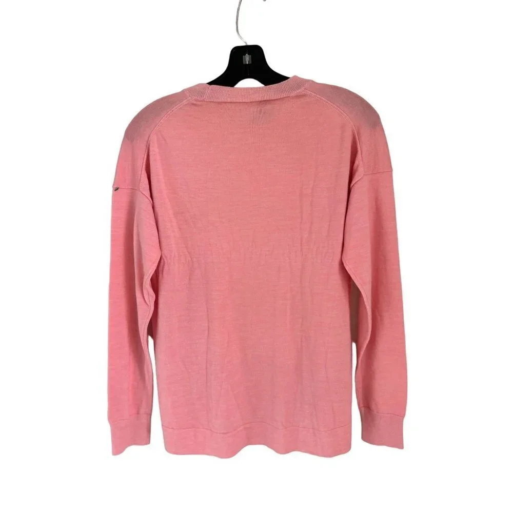 J.CREW Crewneck Merino Wool Heather Pale Pink High Low Sweater Size Small